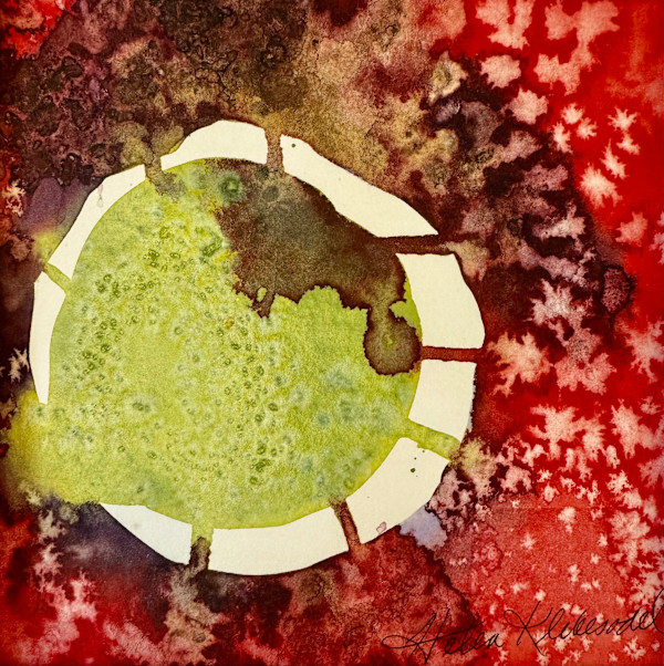 Earth Abstract II original watercolor and ink by Helen R Klebesadel, Image 1.
