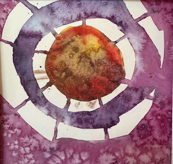 Earth Abstract I original watercolor and ink by Helen R Klebesadel, Image 1.