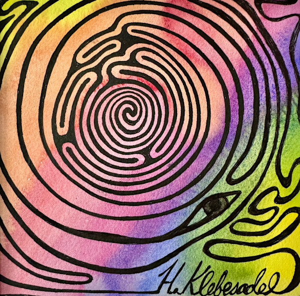 Eye of the Maze an original watercolor and ink by Helen R Klebesadel, Image 1.