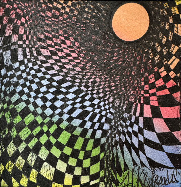 Bad Moon Rising an original watercolor and ink by Helen R Klebesadel, Image 1.