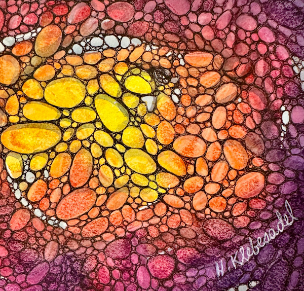 River Stones original watercolor and ink by Helen R Klebesadel, Image 1.
