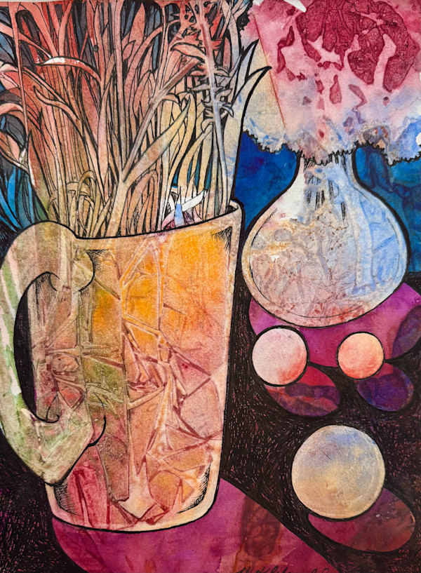 Still Life I an original watercolor and ink by Helen R Klebesadel, Image 1.