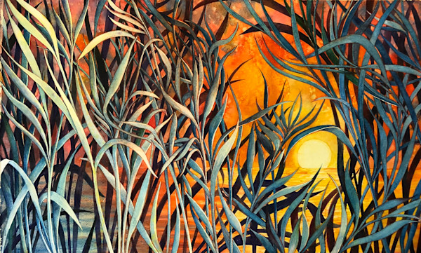 Greeting Card - Sunrise Grasses by Helen R Klebesadel