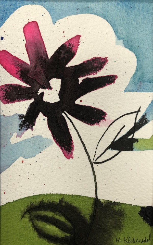 Ink Flower Abstract by Helen R Klebesadel
