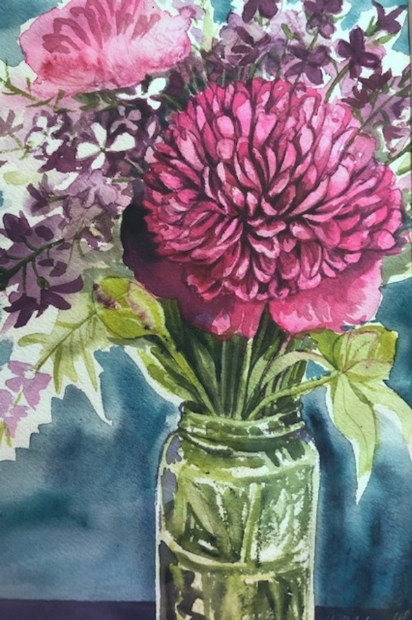 Pink Peony Bouquet by Helen R Klebesadel