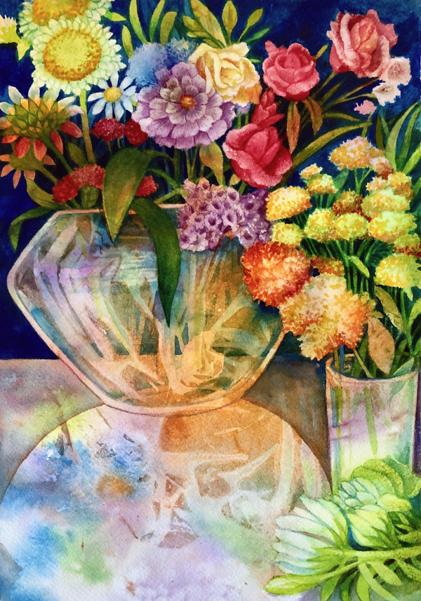 Summer Bouquet IV an original watercolor on paper by Helen R Klebesadel