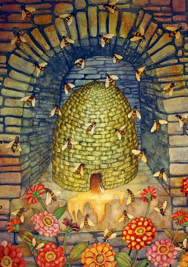 Where Are the Bees? a limited edition giclee of an original watercolor by Helen R Klebesadel