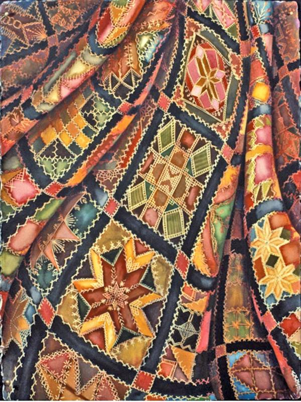 Victorian Crazy Quilt Giclee of an original watercolor