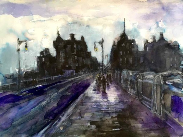 Rain on North Bridge Study by Julie Galante