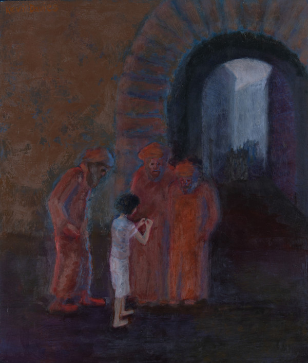 Child shows his fossil to the Elders in the Temple by B. Kevill Davies