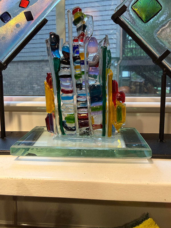 Small Rainbow onEdge Strip Sculpture #5 on Custom Stand by Candice (Candy) Treat Murphy, Image 1.