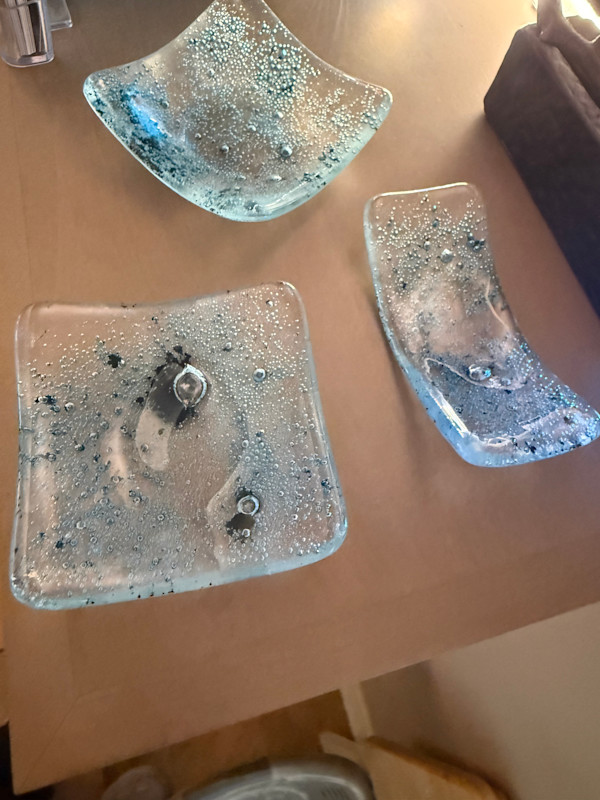 4” Blue Bubbles Sushi Dish #2 by Candice (Candy) Treat Murphy, Image 1.