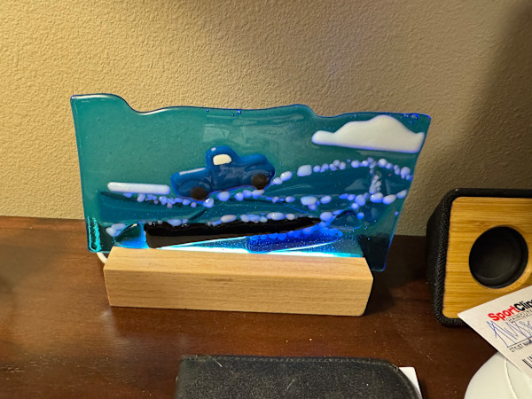 Blue the Truck on Snowy Terrain by Candice Treat Murphy