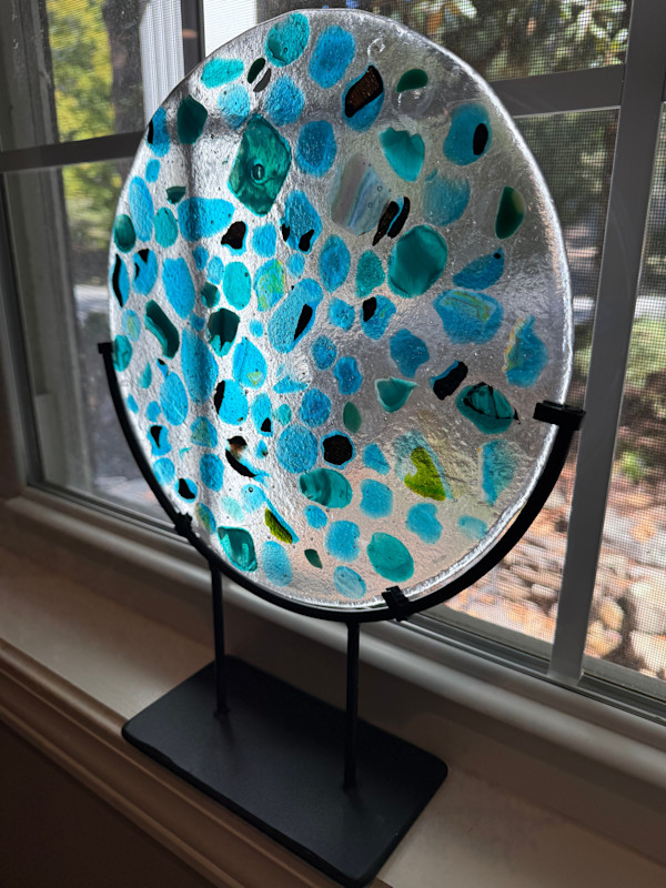 Blue Stones on Clear 10” Circle by Candice (Candy) Treat Murphy, Image 1.