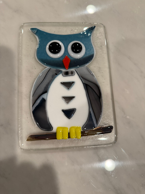 Blue Grey Owl Textured #1 by Candice Treat Murphy