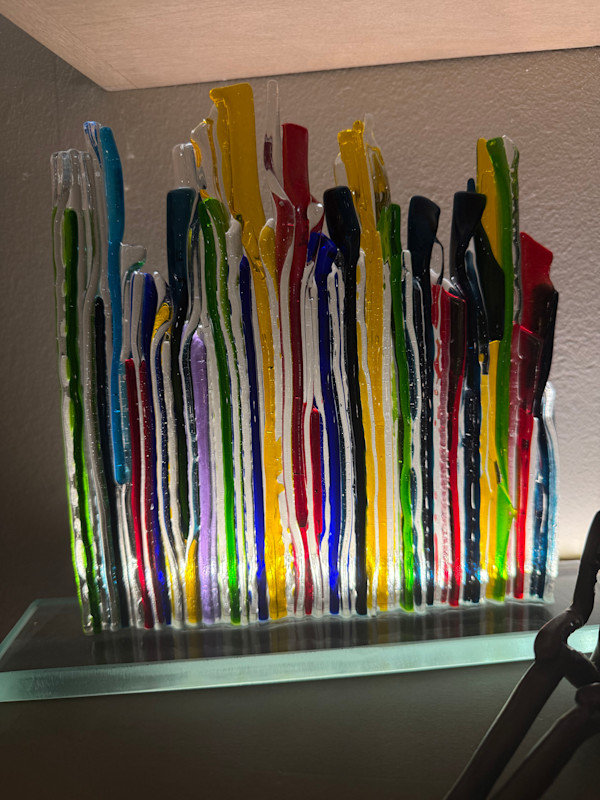 Rainbow On Edge Strip Sculpture  I on Custom Stand by Candice Treat Murphy, Image 2.