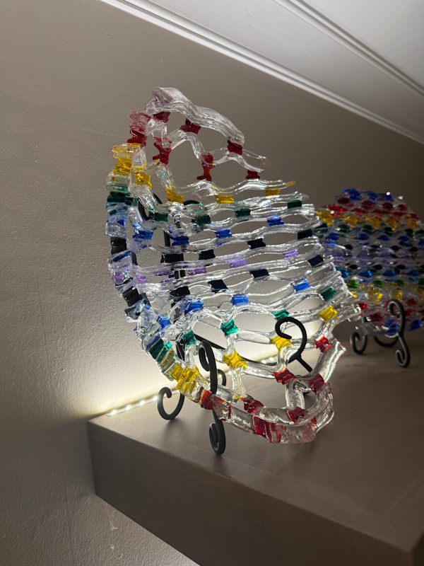 Rainbow Netted Glass Bowl by Candice Treat Murphy