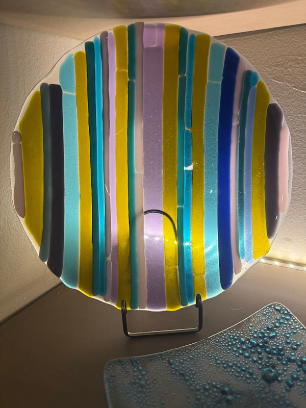 Turquoise, Pink, & Lavender Stringers Bowl by Candice Treat Murphy
