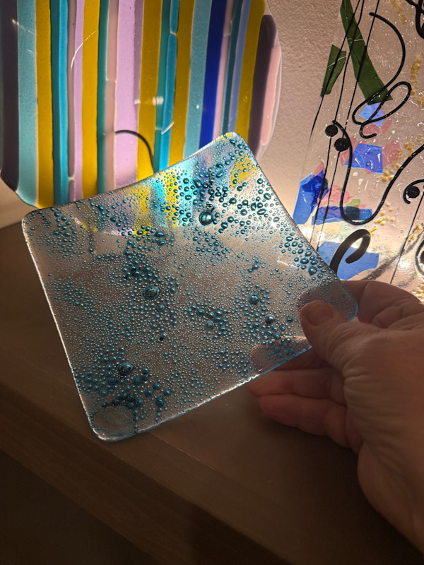 6” Turquoise Bubble Sushi Dish by Candice Treat Murphy