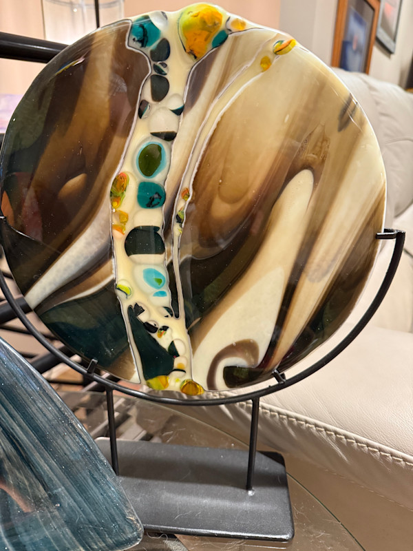 Vanilla & Brown Waves with Turquoise and Vanilla Stones by Candice Treat Murphy