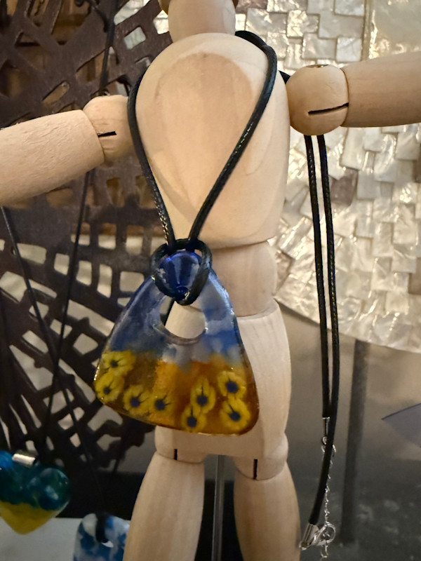 Ukraine Sunflower Necklace Triangle #1 by Candice Treat Murphy