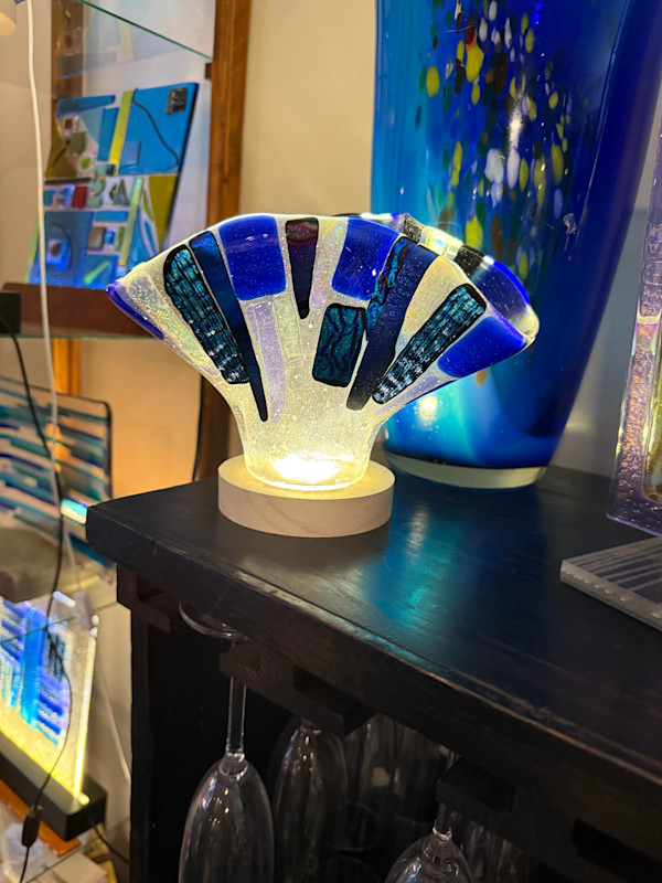 Dichroic Blues on Bubbly Clear Citiscape Kerchief Vase by Candice Treat Murphy