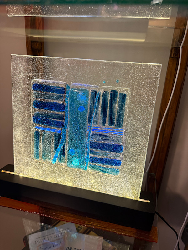 Blue and Turquoise Strips on Bubbly Clear by Candice Treat Murphy