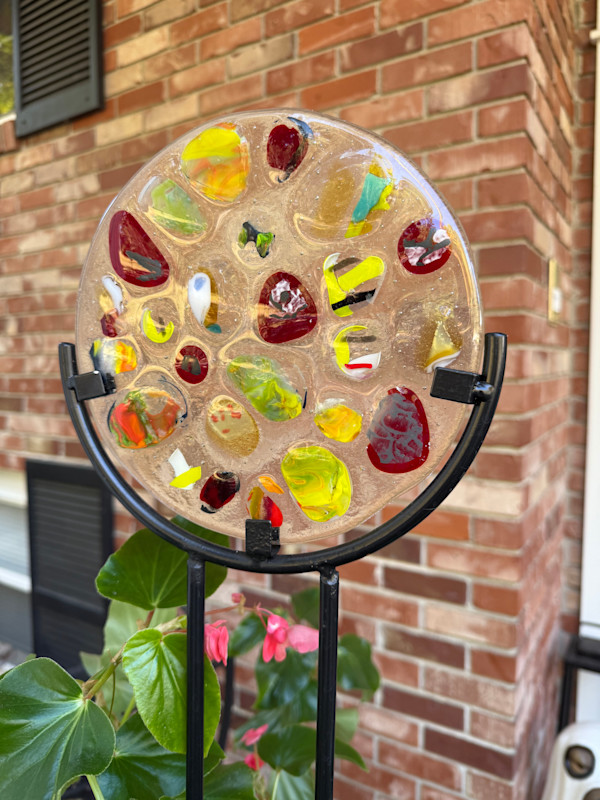 Color Stones on Clear Circle Garden Stake by Candice Treat Murphy