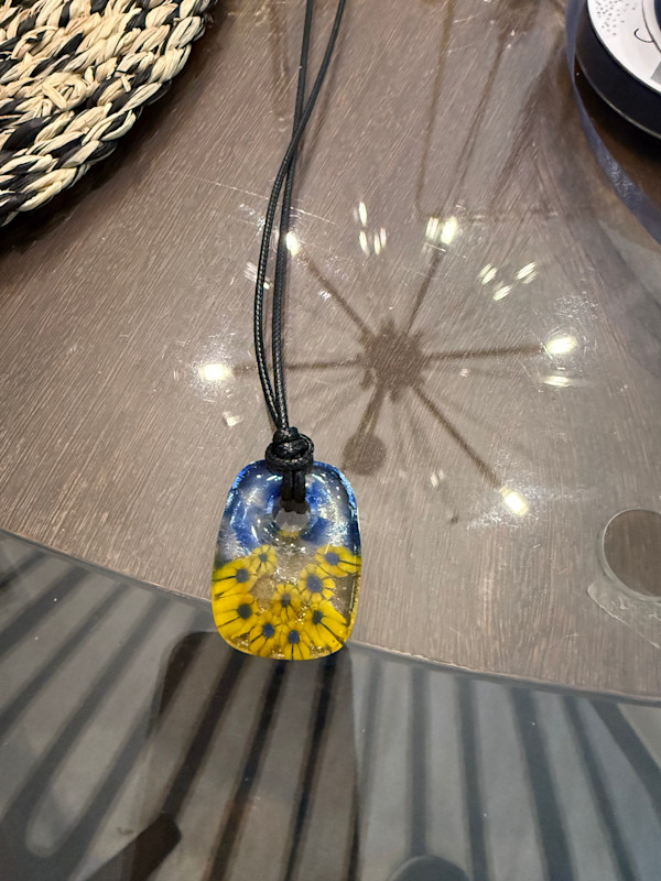 Ukraine Sunflower Necklace Rectangle #4 by Candice Treat Murphy