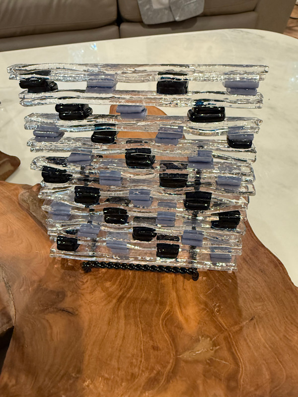 Netted On-Edge Glass Strips Dark Navy and Lavender by Candice Treat Murphy