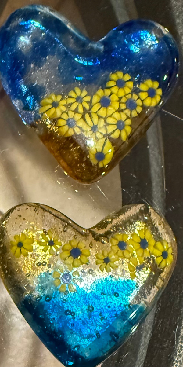 2" Ukraine Sunflower Pocket Heart #13 by Candice Treat Murphy