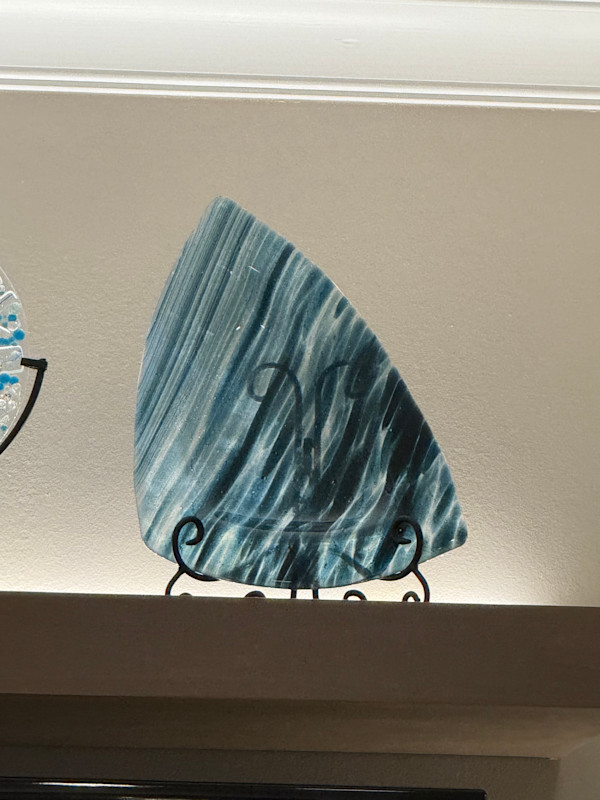 MCM Turquoise Streaky Dichroic Triangle Tray by Candice Treat Murphy