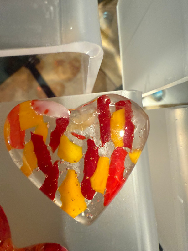 2” Pocket Heart Red and Yellow by Candice Treat Murphy