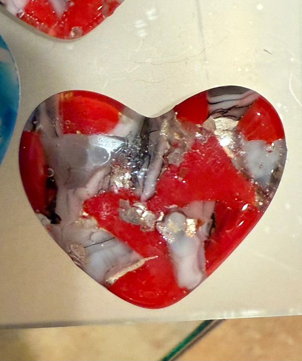 1.5” Tiny Pocket Heart Red and Grey #2 by Candice Treat Murphy