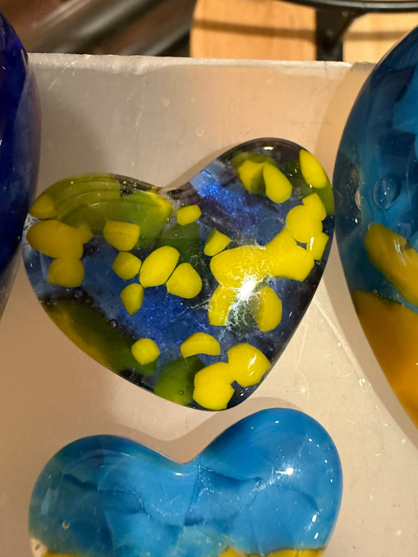 1.5” Tiny Pocket Heart Blue and Yellow #1 by Candice Treat Murphy