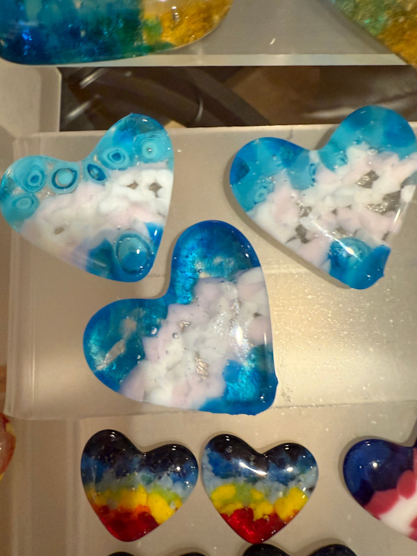 2" Pocket Heart Blue White Pink #7 by Candice Treat Murphy