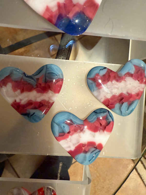 2" Pocket Heart Blue White Pink #1 by Candice Treat Murphy, Image 1.