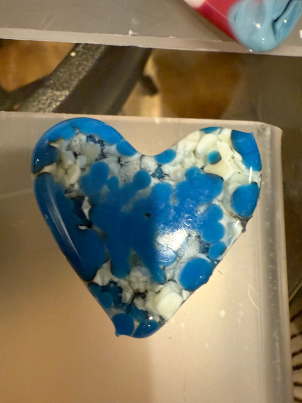 2" Pocket Heart Egyptian Blue and White #1 by Candice Treat Murphy