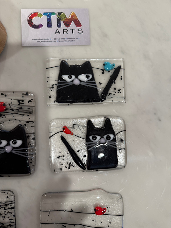 Peeky Black Cat with Bird I by Candice Treat Murphy, Image 1.