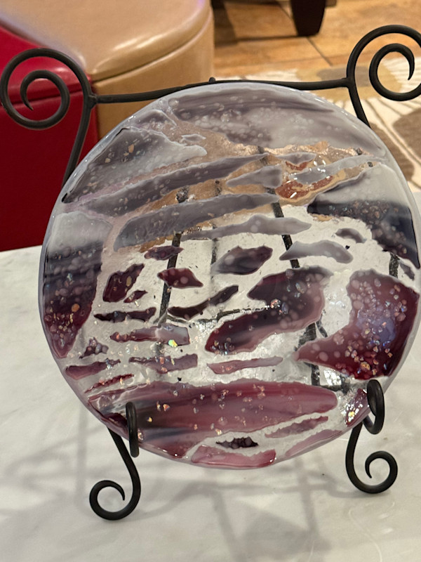 Purple and White Dichroic Clouds Bowl by Candice Treat Murphy, Image 2.