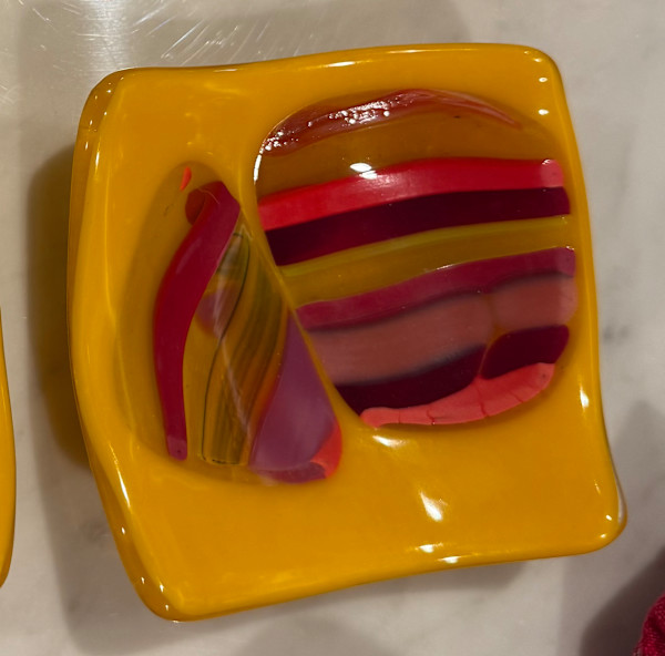 4” Marigold Sushi Dish with 2 Stones by Candice Treat Murphy, Image 5.