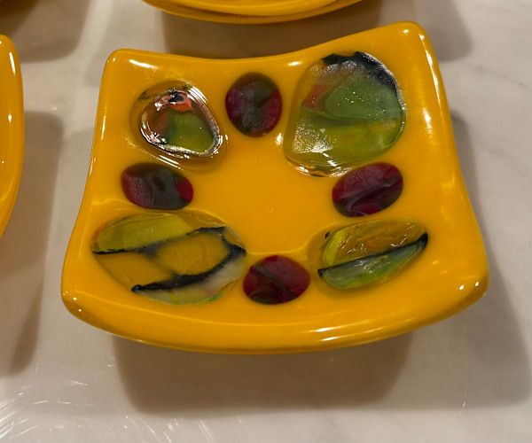 4” Marigold Sushi Dish with 8 Stones by Candice Treat Murphy, Image 3.