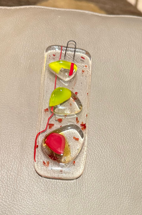 Red Streaky and Chartreuse Ornament by Candice Treat Murphy