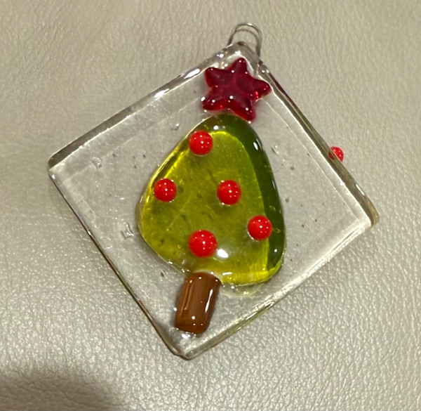 Christmas Tree Ornament with Red Star and 1 Errant Dot by Candice Treat Murphy