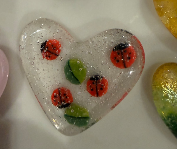2" Pocket Heart Ladybugs and Leaves #3 by Candice Treat Murphy, Image 4.