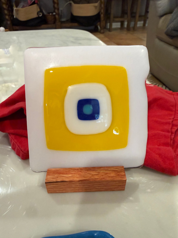 6” Yellow White Egyptian Blue and Turquoise Square by Candice Treat Murphy