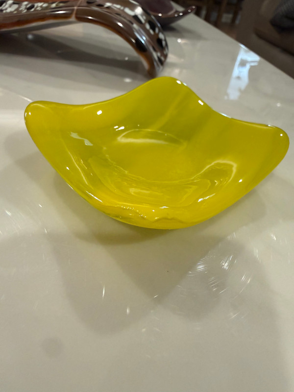 4” Streaky Yellow Small Sushi Dish by Candice Treat Murphy