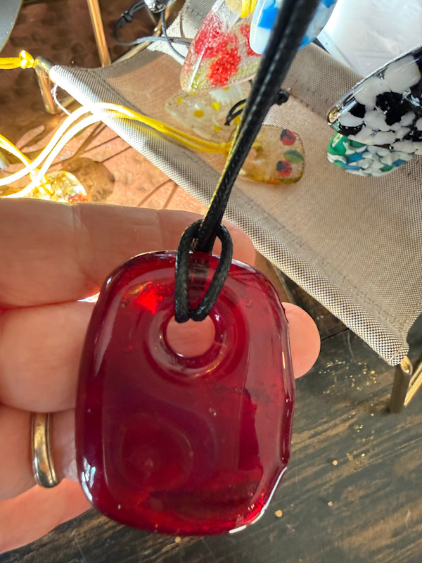 Striker Red Rectangle Necklace #1 by Candice Treat Murphy