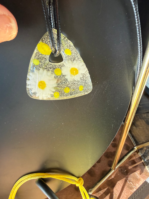 Triangle Daisies and Dots Necklace #1 by Candice Treat Murphy