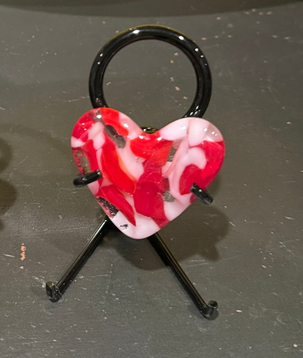 2" Pocket Heart Red Pink and White #3 by Candice Treat Murphy